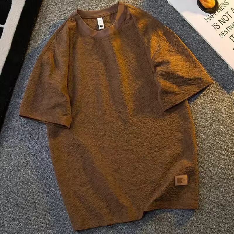 Quick-drying Baggy Ice Silk Male Tees Shirts O Neck Tops Alphabet Print Men's T-shirt New In Funny Vintage Fashion Cool Clothing